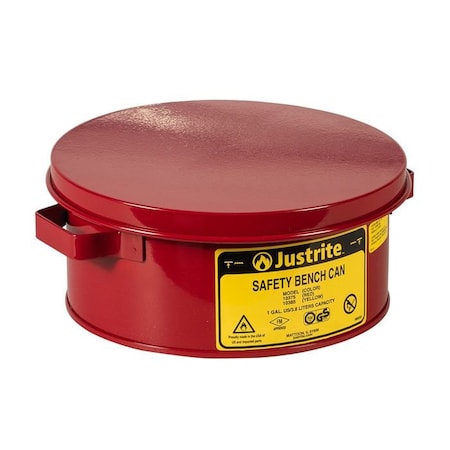 Justrite Bench Can, 1-Gallon, Red,